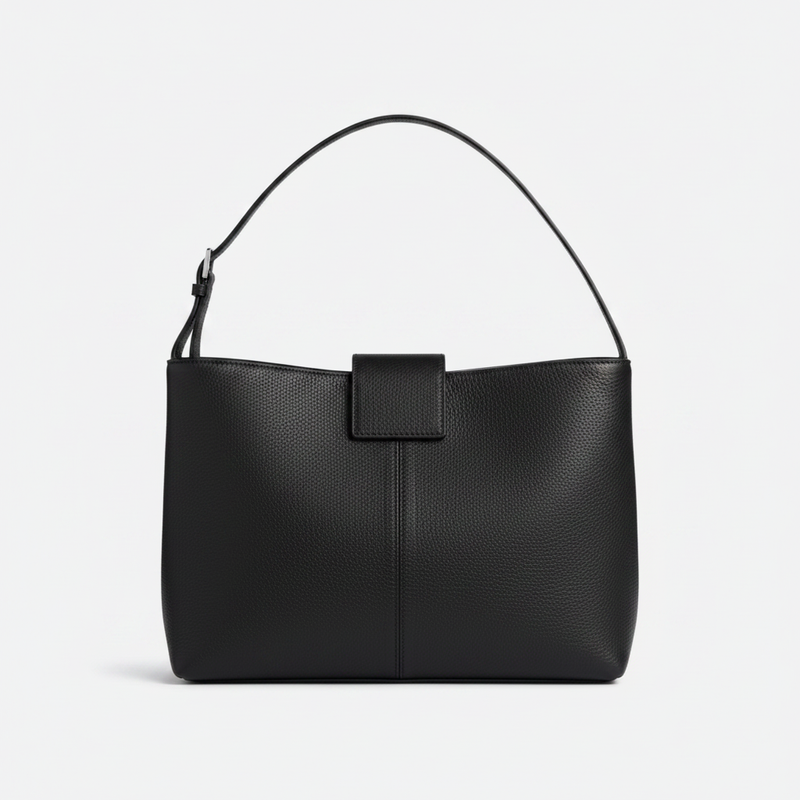 Medium Leather Shoulder Bag - Black