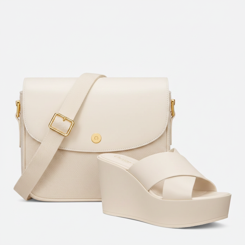 Medium Leather Shoulder Bag & Heel Slide Set